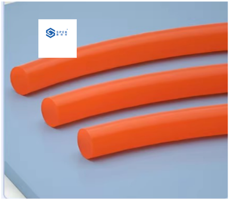 Comprar Correia transportadora de topo redondo em PU liso, cor laranja sólida online manufacture