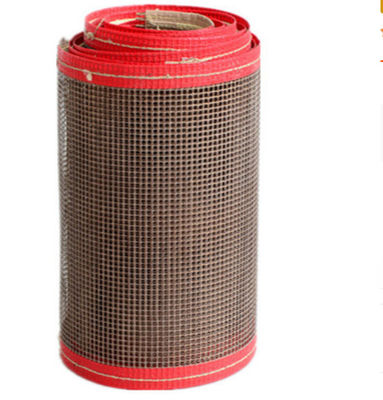Cintura transportadora de alta temperatura revestida de fibras de vidro de PTFE castanho